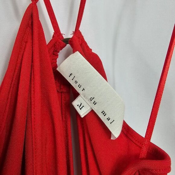 Fleur Du Mal High Neck Halter Slip Dress in Red - Size M - Picture 9 of 11